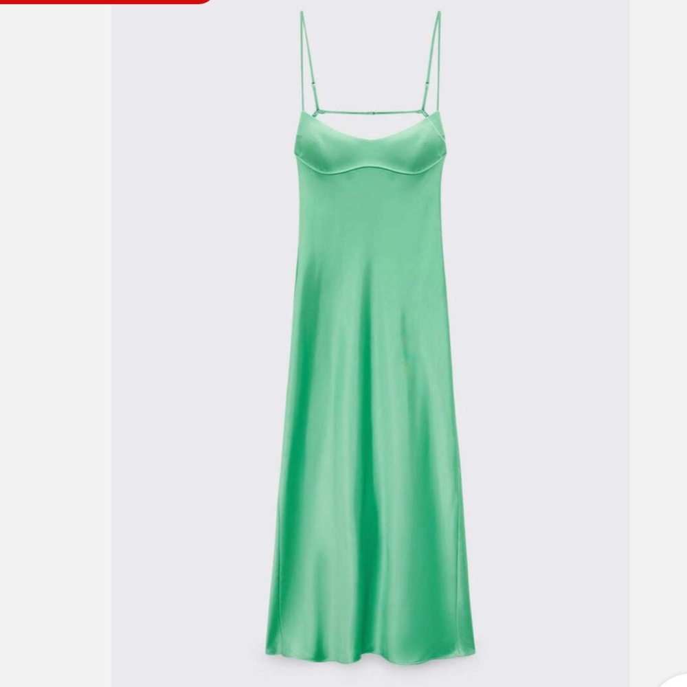 COPY - Zara Mint Green Satin Midi Dress